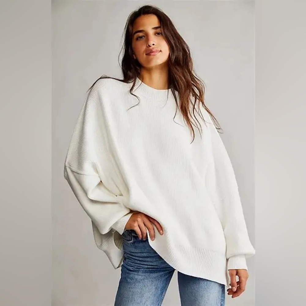 Free People Easy Street Tunic | Painted White Crew Neck Sweater
